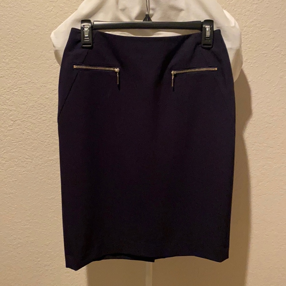 Navy blue knee-length skirt